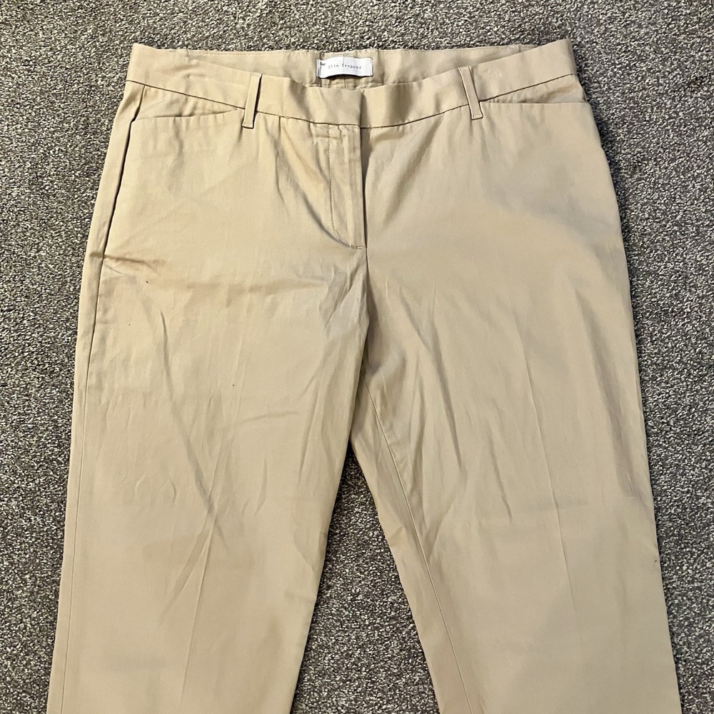 Gap Pants Women's 12 Slim Cropped Stretch Khaki‎ Chino Flat Front Cotton Blend - Picture 2 of 5